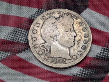1912 Barber Silver Quarter