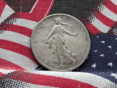 1917 France Two Francs 83.5% Silver 10g