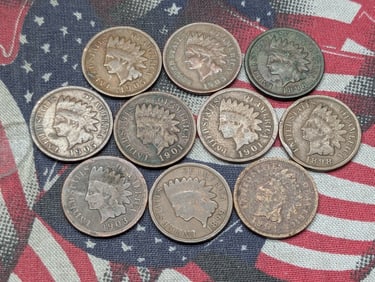 (10) Indian Head Cents, (2) 1898, 1899, (3) 1901, (2) 1903, & (2) 1905