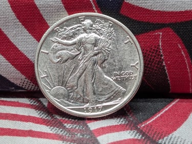 1917-D Obv. Walking Liberty Silver Half Dollar - AU+