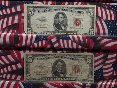 1963 & 1953 Series $5.00 RED SEAL Banknotes