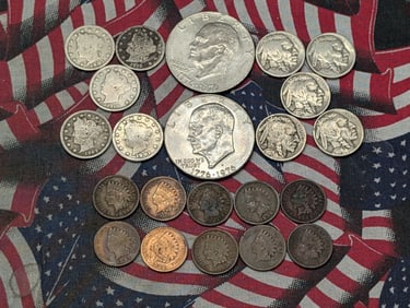 Large Grab Bag of Various Vintage U.S. Coins - Includes (2) IKE Dollars, (5) Liberty Head V Nickels,
