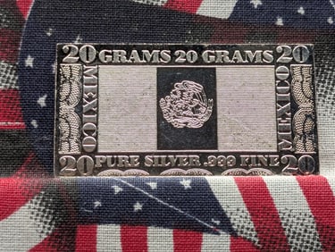 20 Grams .999 PURE FINE SILVER Mexico Flag Designed Art Bar By The Silver Mint