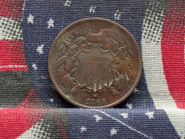 1866 Shield Two Cent Piece - FINE/VF