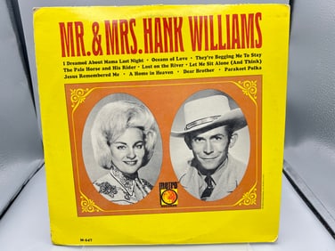 1966 Mr. & Mrs. Hank Williams Self Titled Vinyl Album - M 547 - Full Seam Split