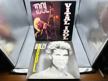 Billy Idol (2 Record Lot): Vital Idol (1987), reissue LP; and Don't Stop (1981), 12-inch EP