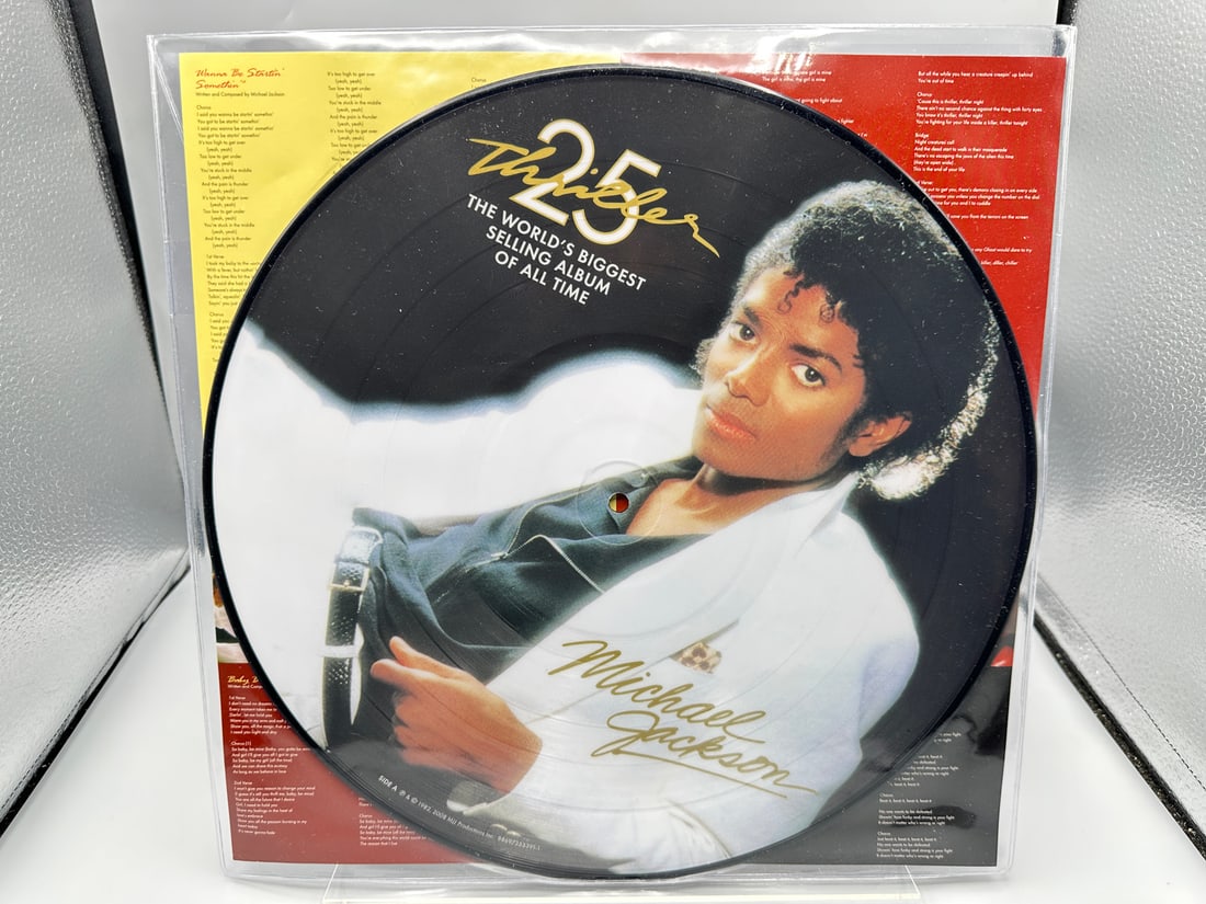 Michael Jackson: Thriller Picture Disc (2008), reissue, 25th Anniversary, includes lyric sheet, in (1 of 5)