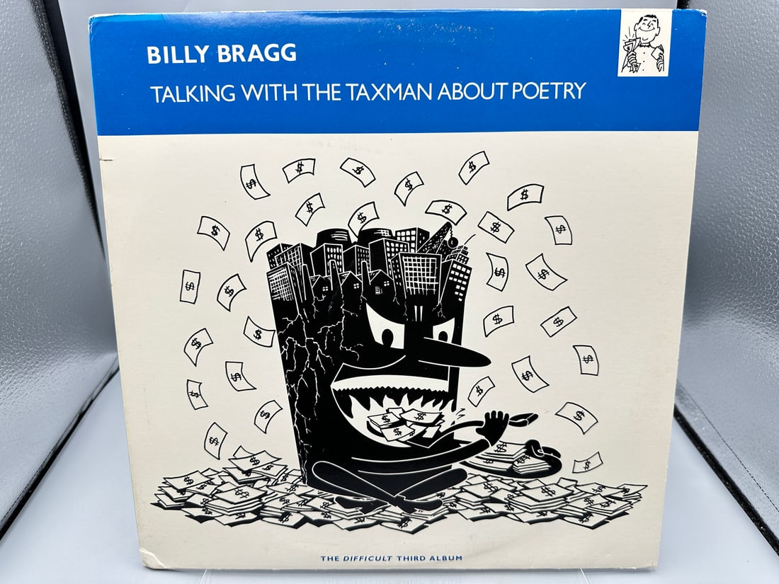 Billy Bragg: Talking With The Taxman About Poetry (1986), Elektra white label promo, promo notch in: Billy Bragg: Talking With The Taxman About Poetry (1986), Elektra white label promo, promo notch in cover, promo stamp on back cover - Records are untested by auction house for play quality. All items
