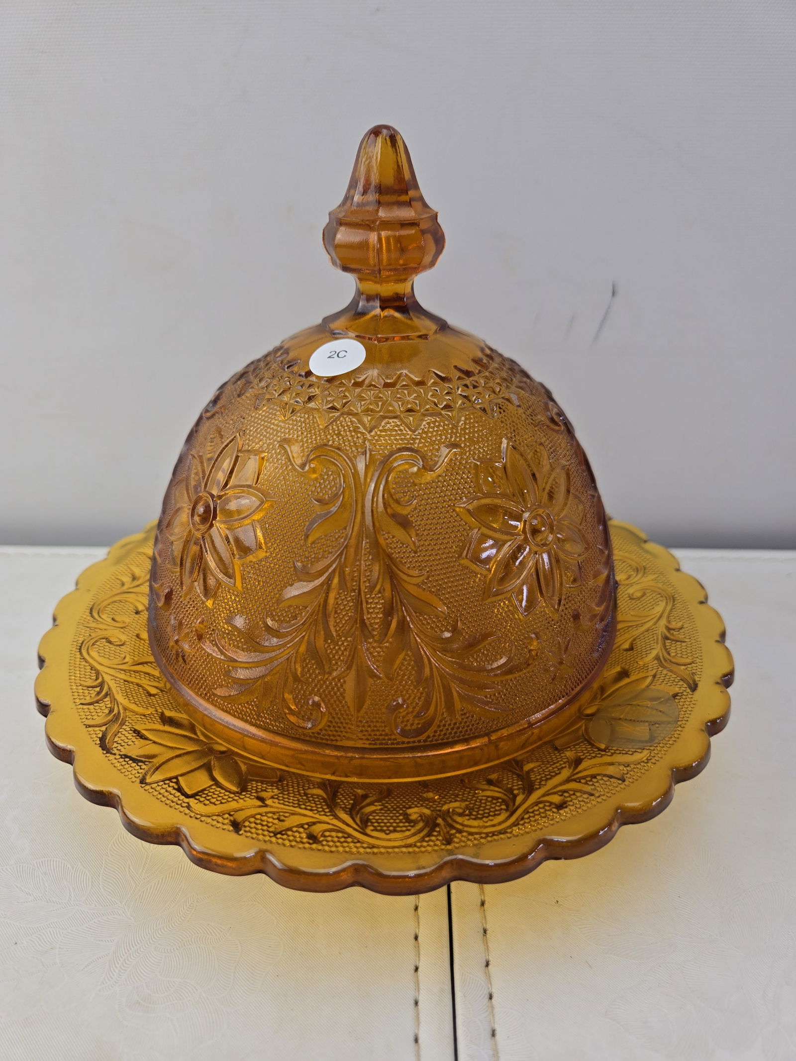 Vintage Indiana Glass Tiara Exclusives Amber Cheese Dome w/ Underplate (1 of 7)