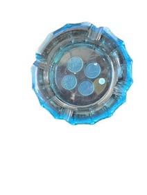 Vintage Fostoria Coin Pattern Azure Blue Glass Ashtray