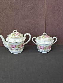 Vintage Bavaria Porcelain Rose Floral Two-Piece Tea Set