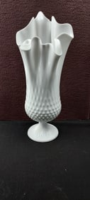 Fenton Hobnail Milk Glass #3755 Swung Handkerchief Pedestal Vase