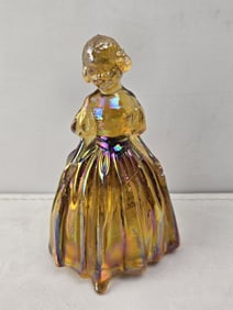 Vintage Wheaton Iridescent Marigold Carnival Glass Southern Belle Woman Figurine