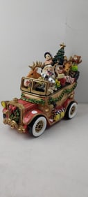 Fitz & Floyd Santa Mobile Classic Car Musical Figurine - Plays 'Here Comes Santa Claus'