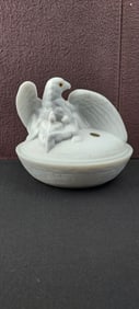 Westmoreland Milk Glass Eagle on Nest Covered Dish