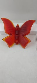 Fenton Mandarin Red Slag Glass Butterfly Figurine Candle Holder