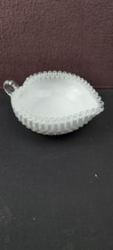 Vintage Fenton Silver Crest Heart Shaped Handled Dish