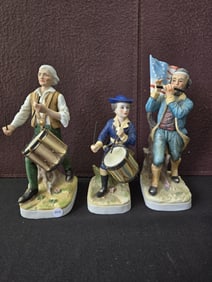 A Lot of Three Lefton Spirit of '76 Patriotic Revolutionary War Porcelain Figurines, Fifer with Flag