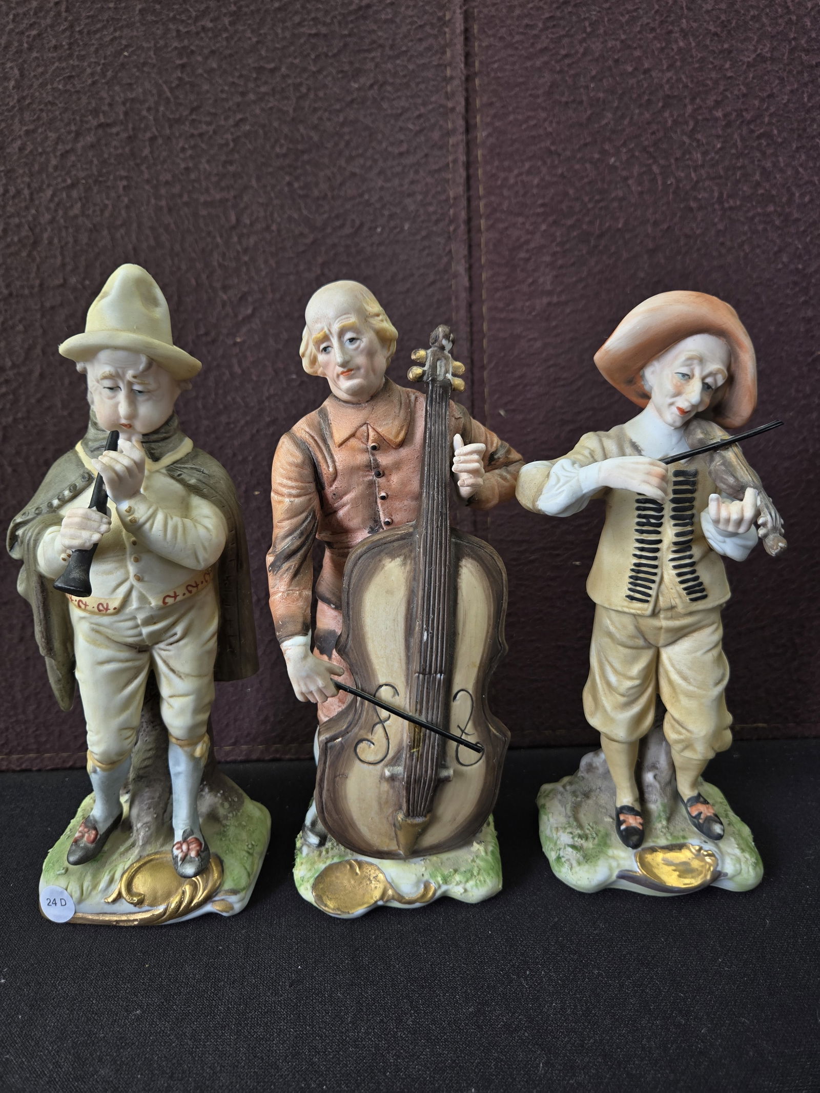 A Set of Three European Rococo-Style Hand-Painted Porcelain Musician Figurines (1 of 12)