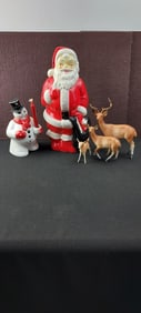 A Lot of Vintage Christmas Blow Molds and Plastic Figures, including 1957 General Plastics Corp.