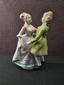 Vintage Victorian Colonial Dancing Couple Porcelain Music Box
