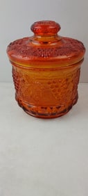 Vintage Fenton Amberina Grape & Cable Tobacco Jar