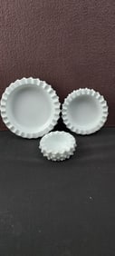 Fenton Hobnail Milk Glass Nesting Ashtray Set of 3
