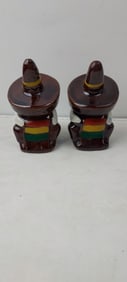 Pair of Vintage Ceramic Mexican Siesta Man Salt & Pepper Shakers