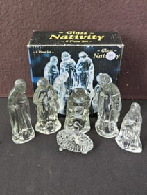 Vintage Clear Glass Nativity Scene - 6 Piece Set