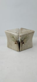Vintage Ceramic Interlocking Salt and Pepper Shakers, Pine Cone Motif