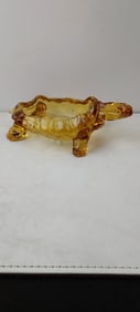 Vintage Mid-Century Modern LG Wright Amber Glass Knobby Back Turtle Dish Base