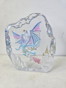 Arribas Bros. Disney Wizard Riding Dragon & Castle Crystal Figurine