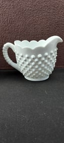 Fenton White Milk Glass Hobnail Creamer and Open Sugar Bowl Set