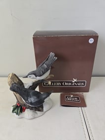 1984 Avon Gallery Originals Limited Edition White-breasted Nuthatches Bisque Porcelain Figurine