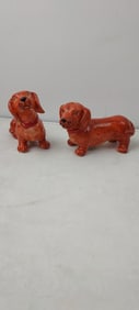 A Pair of Vintage Ceramic Dachshund Dog Salt and Pepper Shakers