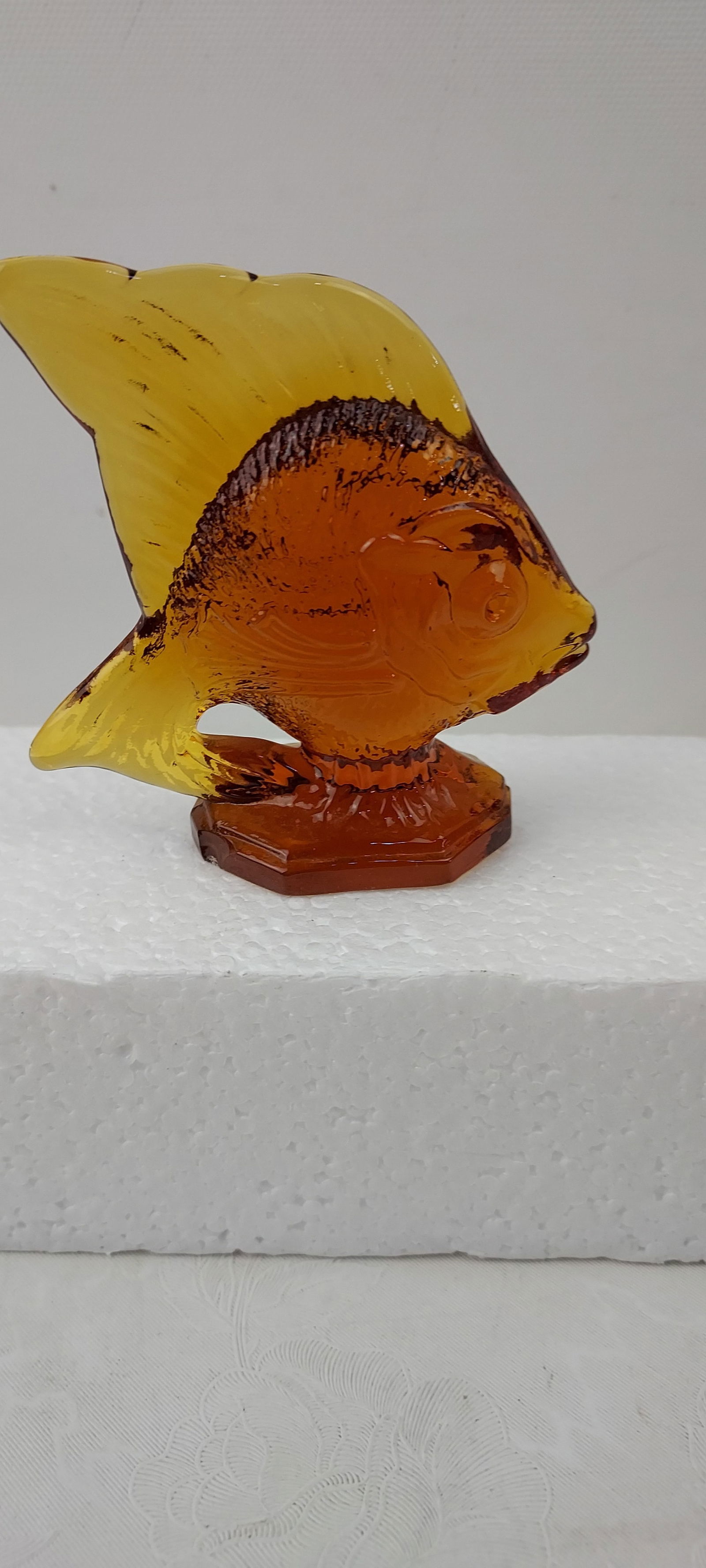 Fenton Lalique Amber Crystal Fish Sculpture (1 of 4)