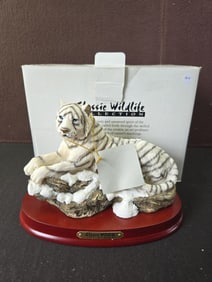Classic Wildlife Collection White Tiger in Snow Figurine