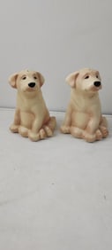 A Pair of Ceramic Golden Labrador Retriever Puppy Salt and Pepper Shakers