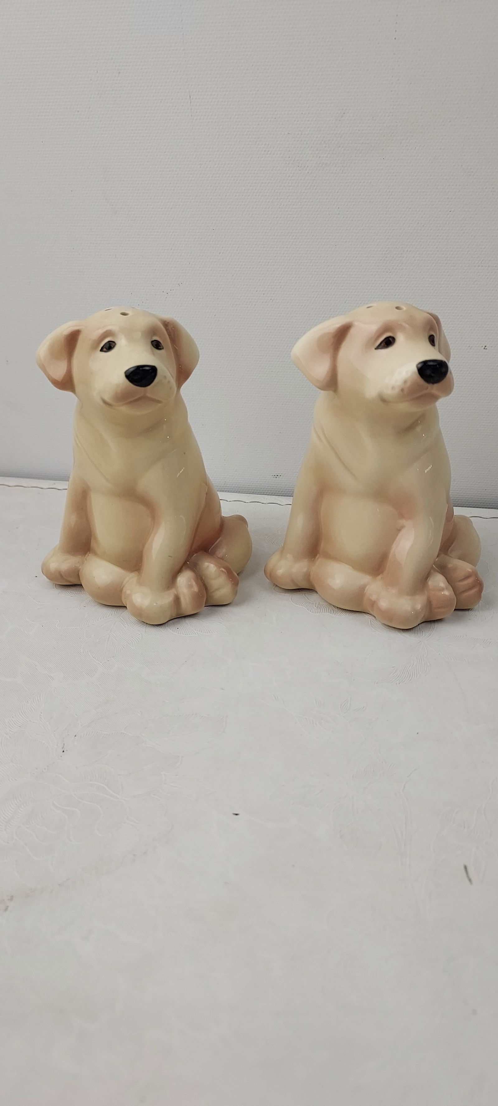 A Pair of Ceramic Golden Labrador Retriever Puppy Salt and Pepper Shakers (1 of 2)