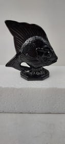 Fenton Black Art Glass Stylized Fish Figurine