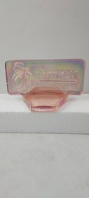 Fenton Glass Co. Dealer Sign Plaque, Pink Opalescent Carnival Art Glass