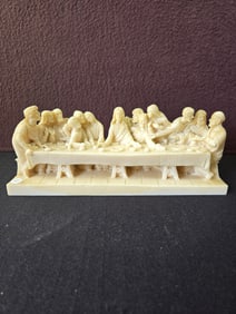 Vintage ORLEANS Hand Made in Italy The Last Supper Alabaster Resin Figurine