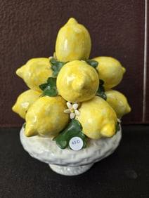Vintage Italian Majolica Lemon Topiary Sculpture