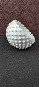Vintage Fenton Milk Glass Hobnail Orb Ashtray, Mid-Century Modern