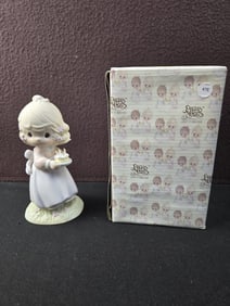 1990 Enesco Precious Moments 'MAY YOUR BIRTHDAY BE A BLESSING' Porcelain Bisque Figurine #524301
