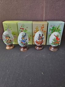 1984 Avon Four Seasons Porcelain Egg Series Complete Set of 4
