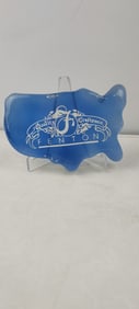 Fenton Art Glass Blue Contiguous United States Map Dealer Logo Sign