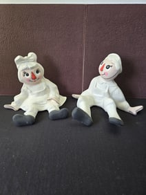 A Pair of Vintage Raggedy Ann & Andy Ceramic Christmas Figurines / Wall Plaques