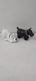 A Pair of Ceramic Scottish Terrier Dog Salt and Pepper Shakers, Made in China