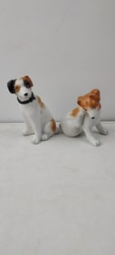 A Pair of Vintage Ceramic Jack Russell Terrier Dog Salt and Pepper Shakers